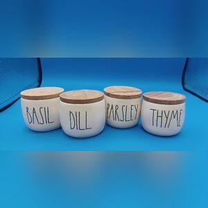 Rae Dunn Artisan Spice Jars Canisters With Wooden Lids ~ Set of 4 #213